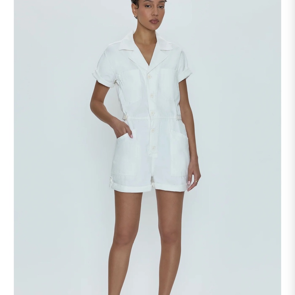 Pistola Parker Cotton Utility Romper - White Size S.
